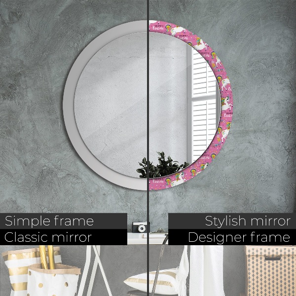 Round wall mirror decor Magic unicorn