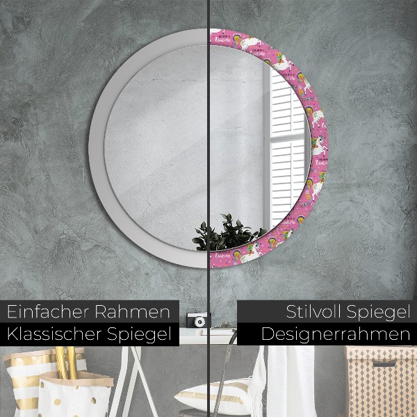 Round wall mirror decor Magic unicorn