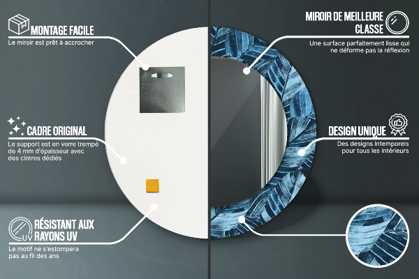 Round wall mirror decor Jungle leaves