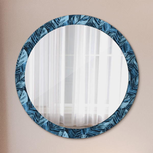 Round wall mirror decor Jungle leaves