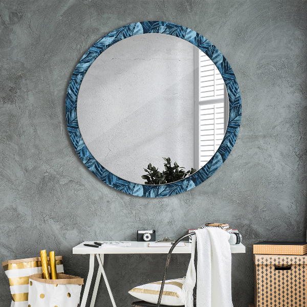 Round wall mirror decor Jungle leaves
