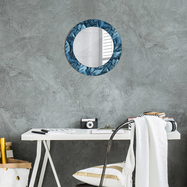 Round wall mirror decor Jungle leaves