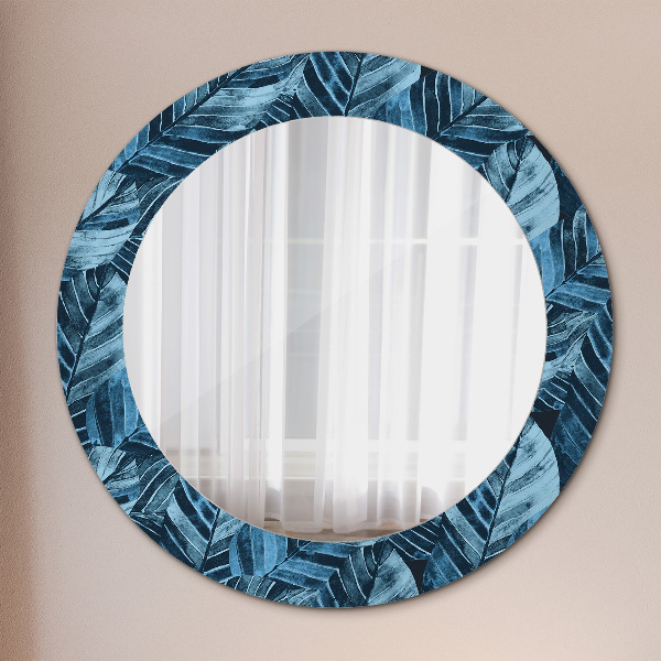 Round wall mirror decor Jungle leaves