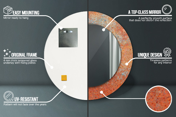 Round wall mirror design Rusty metal