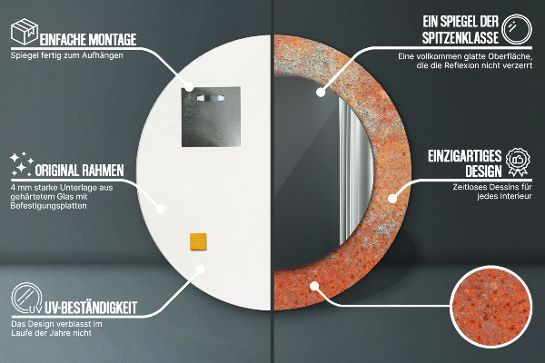 Round wall mirror design Rusty metal