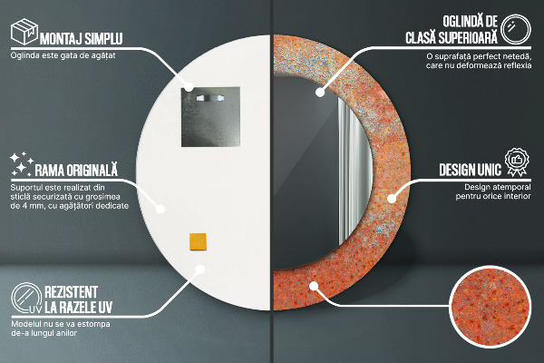 Round wall mirror design Rusty metal