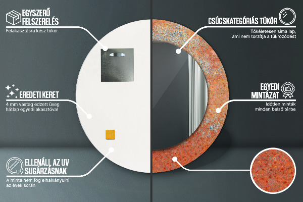 Round wall mirror design Rusty metal