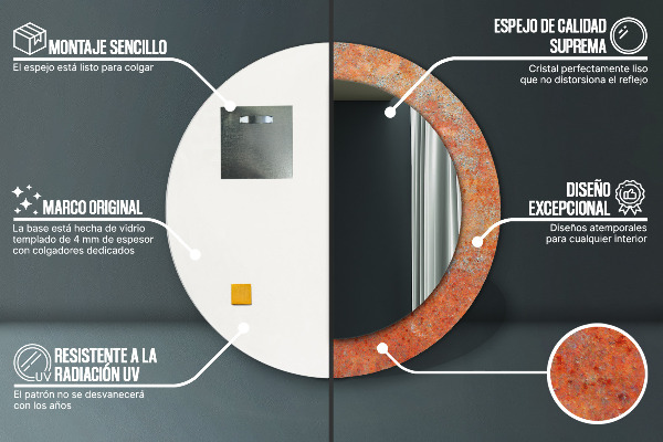 Round wall mirror design Rusty metal