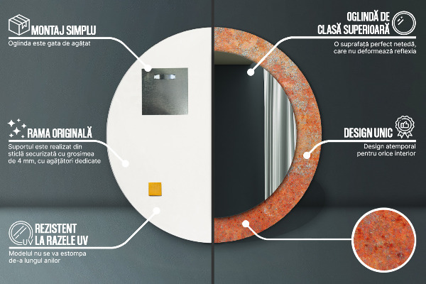 Round wall mirror design Rusty metal