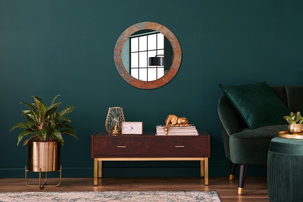 Round wall mirror design Rusty metal