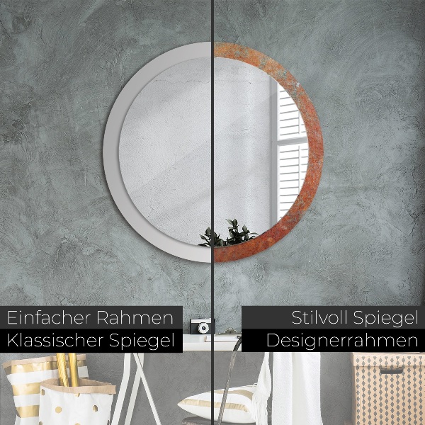 Round wall mirror design Rusty metal
