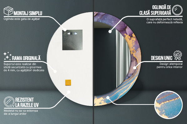 Round wall mirror design Marble stone