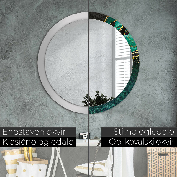 Round wall mirror design Marble green