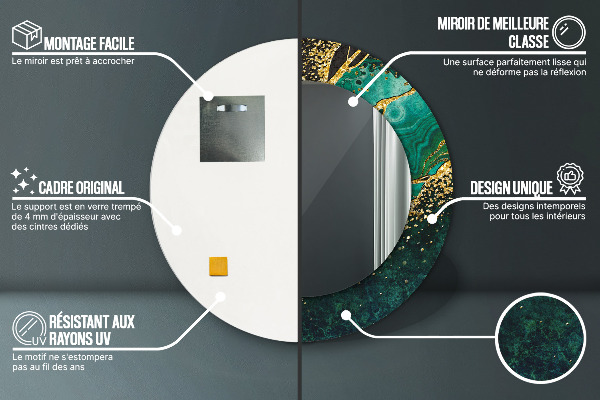 Round wall mirror design Marble green