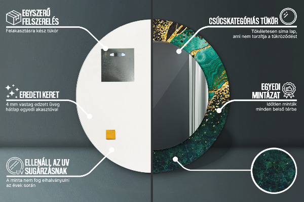 Round wall mirror design Marble green