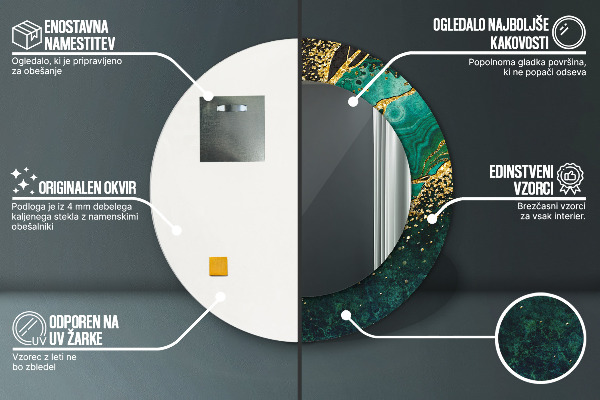 Round wall mirror design Marble green