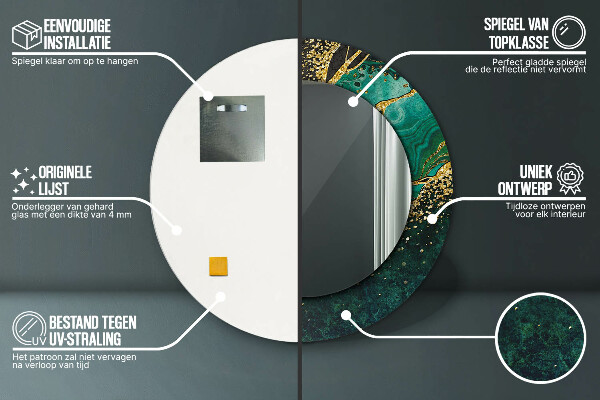 Round wall mirror design Marble green