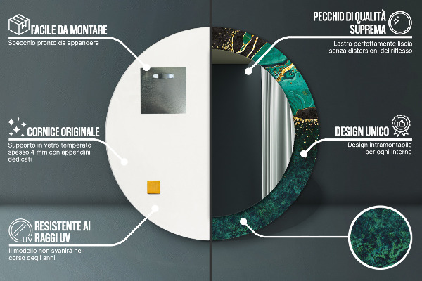 Round wall mirror design Marble green