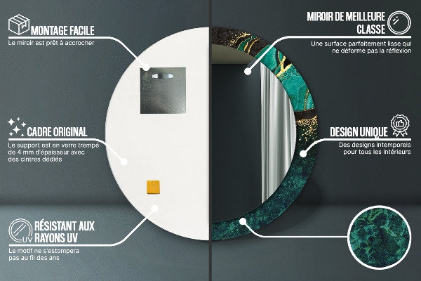 Round wall mirror design Marble green