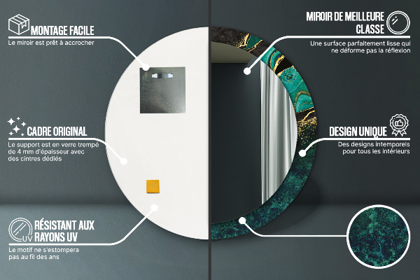 Round wall mirror design Marble green