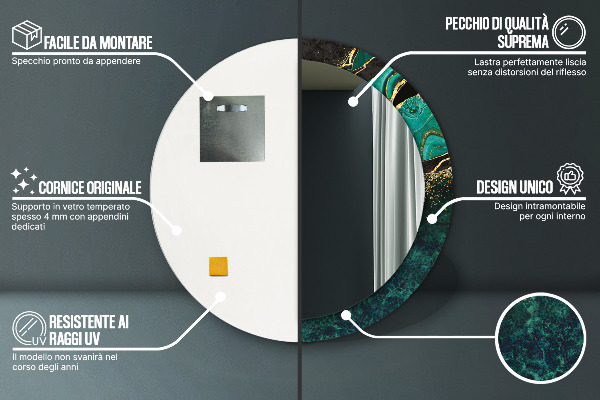 Round wall mirror design Marble green