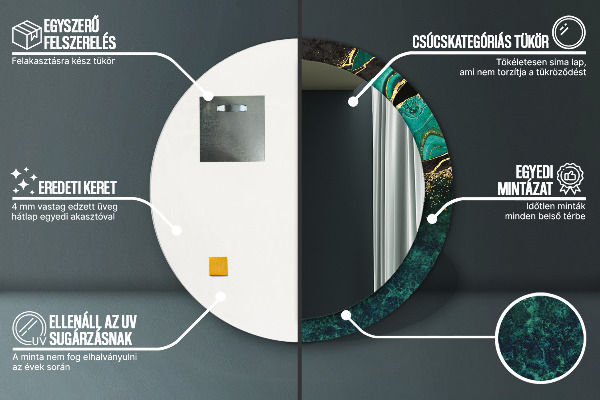 Round wall mirror design Marble green