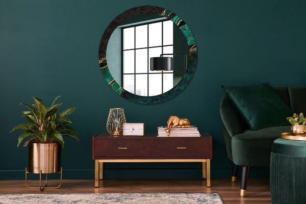 Round wall mirror design Marble green