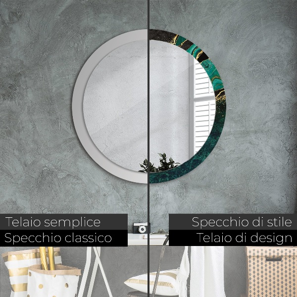 Round wall mirror design Marble green
