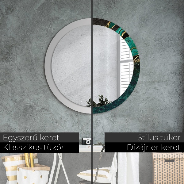 Round wall mirror design Marble green