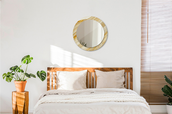 Round wall mirror decor Golden abstract