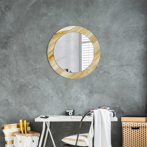Round wall mirror decor Golden abstract