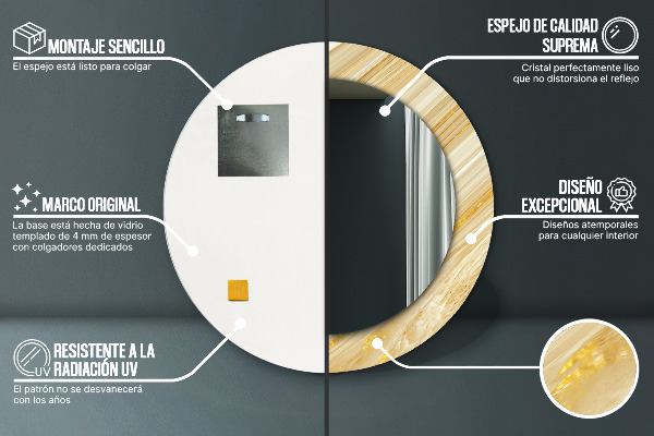 Round wall mirror decor Golden abstract