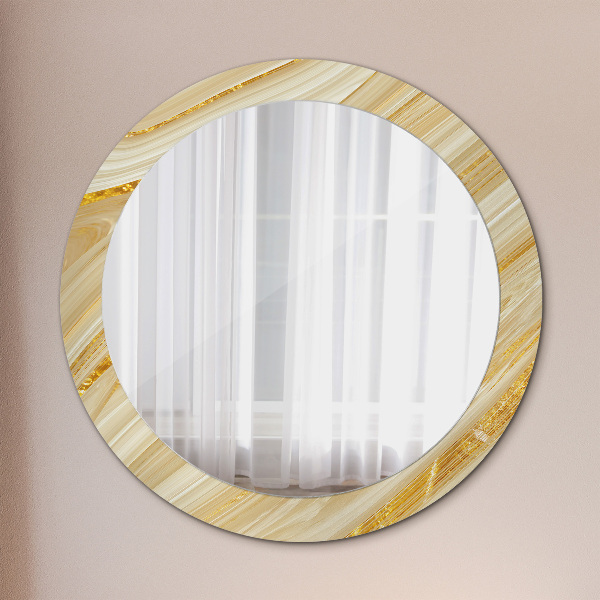 Round wall mirror decor Golden abstract