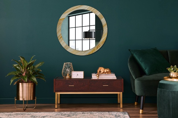 Round wall mirror decor Golden abstract