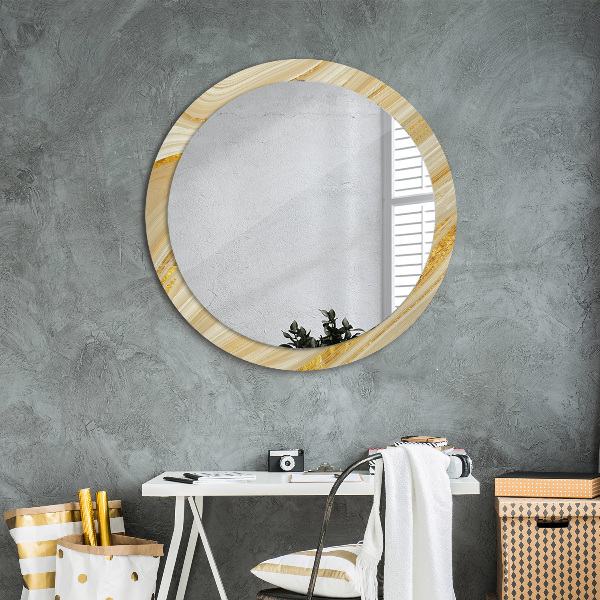 Round wall mirror decor Golden abstract