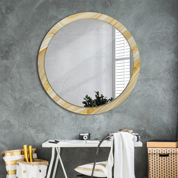 Round wall mirror decor Golden abstract