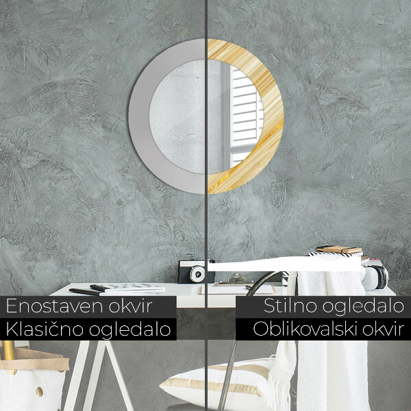 Round wall mirror decor Golden abstract