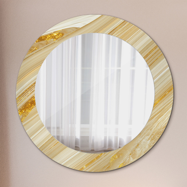 Round wall mirror decor Golden abstract