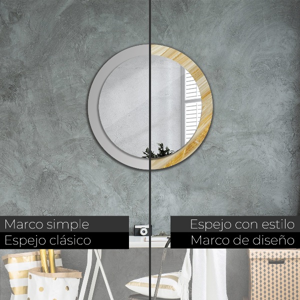 Round wall mirror decor Golden abstract