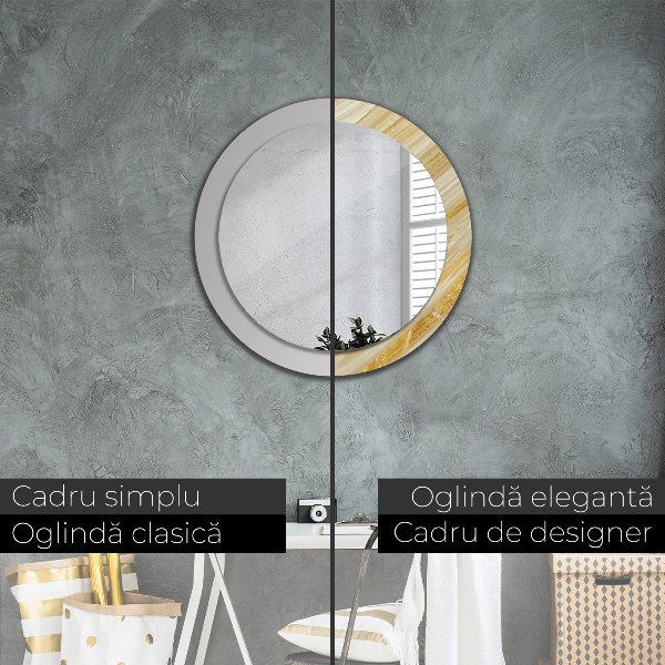 Round wall mirror decor Golden abstract
