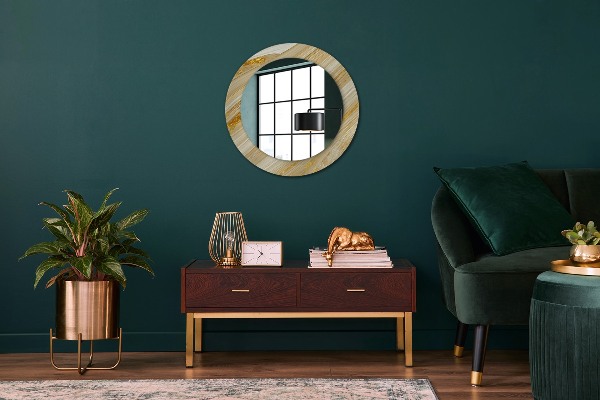 Round wall mirror decor Golden abstract