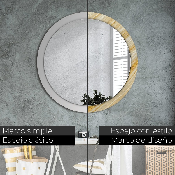 Round wall mirror decor Golden abstract