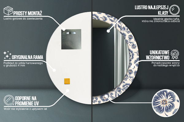 Circle decorative mirror Flower pattern