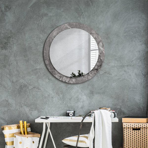 Round printed mirror Rustic marble