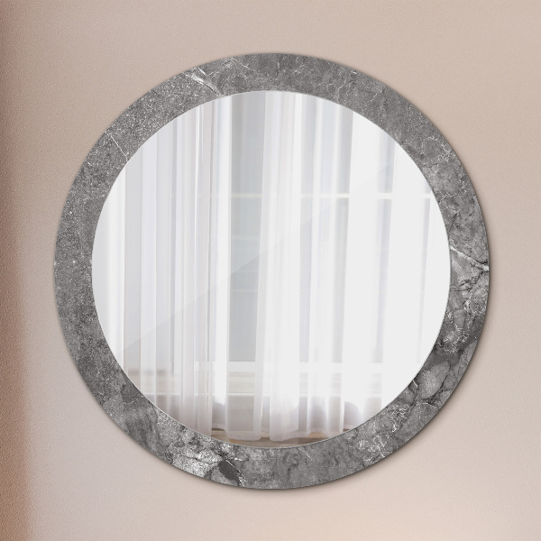 Round printed mirror Rustic marble