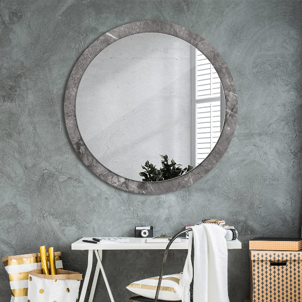 Round printed mirror Rustic marble