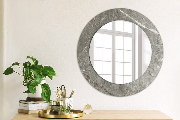 Round printed mirror Rustic marble