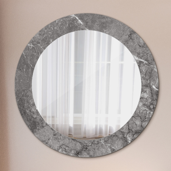 Round printed mirror Rustic marble