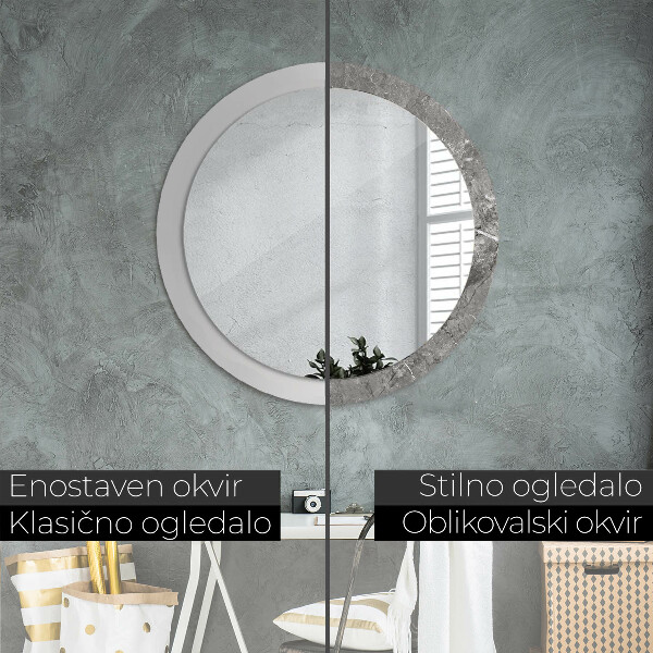 Round printed mirror Rustic marble