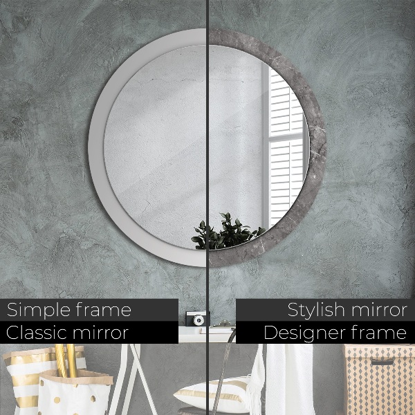 Round printed mirror Rustic marble